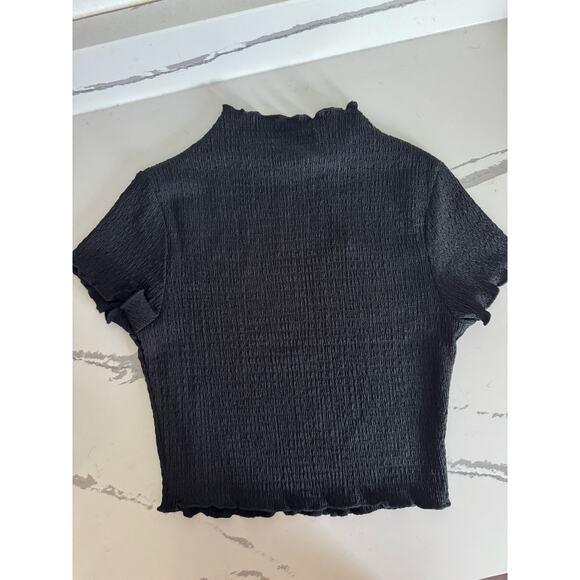 NWT Princess Polly Cropped Stretchy Blouse Black Short Sleeve Size US 4 (S) - Picture 9 of 10